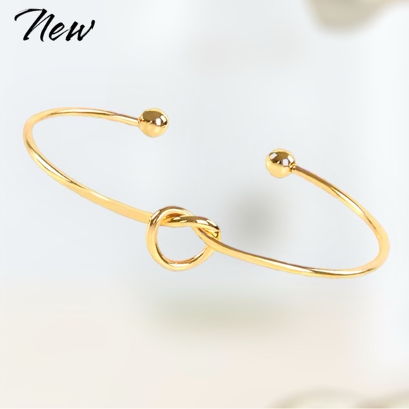 New Gold Love Knot Bangle Bracelet - Picture 3 of 5